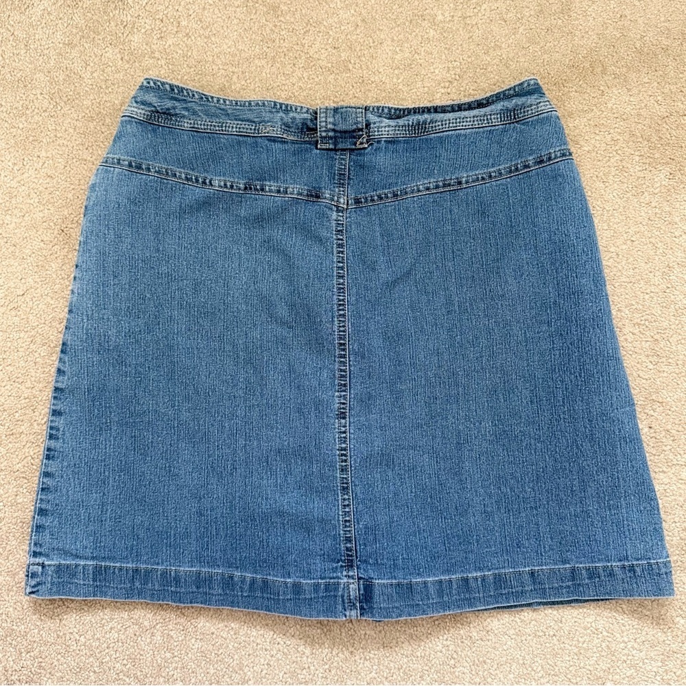 Vintage White Stag Blue y2k Denim Mini Skirt Skort with Button-Flap Pockets Sz 6 - Picture 3 of 4